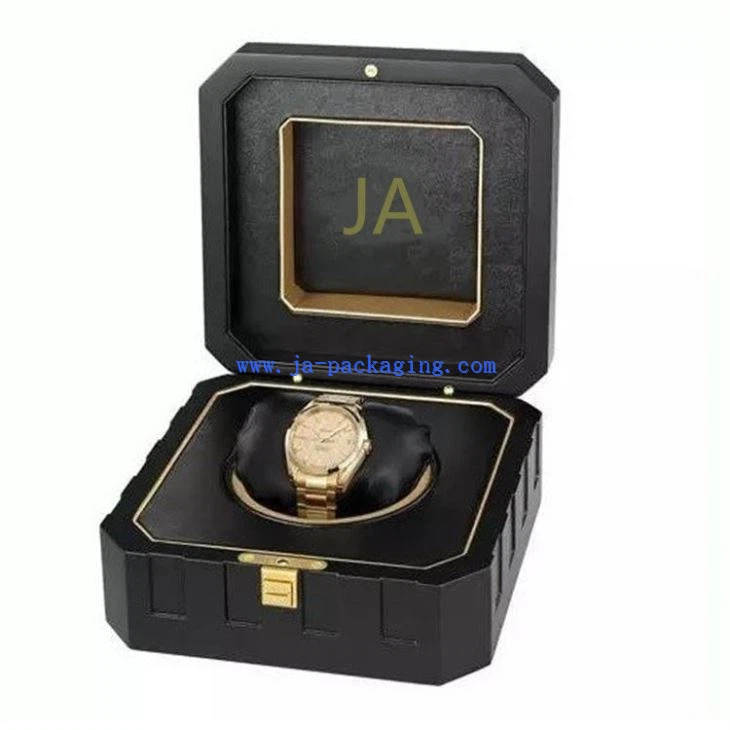 विशेष OEM काले लकड़ी घड़ी बॉक्स